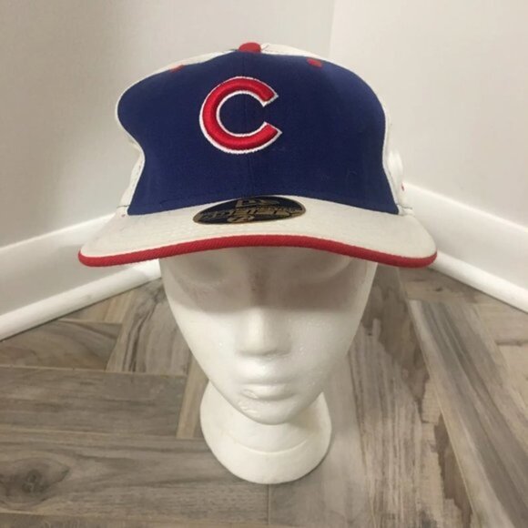 59FIFTY Chicago Cubs Two Tone White Blue C Patch Wool Baseball Hat Cap 7 3/8 NEW - Picture 2 of 13